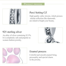 Load image into Gallery viewer, S925 Sterling Silver Dog Footprint Diamond Beads DIY Bracelet Accessories
