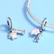 Load image into Gallery viewer, S925 Sterling Silver Dog Footprint Diamond Beads DIY Bracelet Accessories