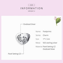 Load image into Gallery viewer, Heart-shaped Footprint Beaded S925 Sterling Silver Loose Beads DIY Bracelet Silver Beads, SCC1395