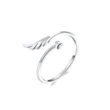 Load image into Gallery viewer, S925 Sterling Silver Angel Wings Open Ring White Gold Plated Open Ring, SCR567