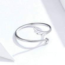 Load image into Gallery viewer, S925 Sterling Silver Angel Wings Open Ring White Gold Plated Open Ring, SCR567