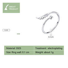 Load image into Gallery viewer, S925 Sterling Silver Angel Wings Open Ring White Gold Plated Open Ring, SCR567