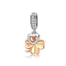 Load image into Gallery viewer, S925 Sterling Silver Golden Four-leaf Clover Pendant DIY Bracelet Loose Beads