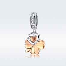 Load image into Gallery viewer, S925 Sterling Silver Golden Four-leaf Clover Pendant DIY Bracelet Loose Beads