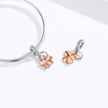Load image into Gallery viewer, S925 Sterling Silver Golden Four-leaf Clover Pendant DIY Bracelet Loose Beads
