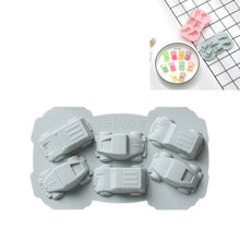 Load image into Gallery viewer, 6 PCS Creative Cake Chocolate Mold 3D Car Cartoon Household Silicone Baking Ice Tray Mold, 3D Car Shape (Blue), 3D Car Shape(Pink)
