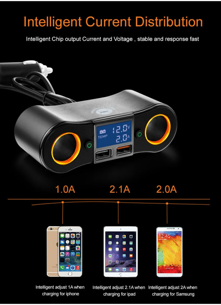 ZNB02 Car Charger Dual USB Car Cigarette Lighter, ZNB02