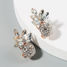 Load image into Gallery viewer, 1 Pair Alloy Inlaid Colorful Rhinestone Pineapple Earrings, White, Green, Color