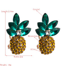Load image into Gallery viewer, 1 Pair Alloy Inlaid Colorful Rhinestone Pineapple Earrings, White, Green, Color