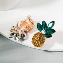 Load image into Gallery viewer, 1 Pair Alloy Inlaid Colorful Rhinestone Pineapple Earrings, White, Green, Color