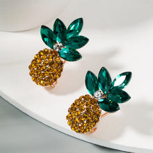 Load image into Gallery viewer, 1 Pair Alloy Inlaid Colorful Rhinestone Pineapple Earrings, White, Green, Color