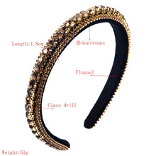 Load image into Gallery viewer, Multi-layer Glass Rhinestones Headband Full Rhinestones Gold Velvet Hairband, Green, Black, Coffee