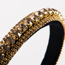 Load image into Gallery viewer, Multi-layer Glass Rhinestones Headband Full Rhinestones Gold Velvet Hairband, Green, Black, Coffee