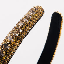 Load image into Gallery viewer, Multi-layer Glass Rhinestones Headband Full Rhinestones Gold Velvet Hairband, Green, Black, Coffee