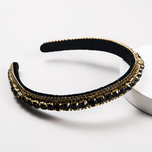 Load image into Gallery viewer, Multi-layer Glass Rhinestones Headband Full Rhinestones Gold Velvet Hairband, Green, Black, Coffee