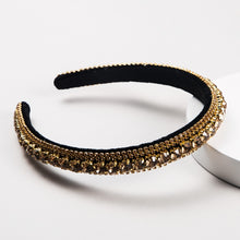 Load image into Gallery viewer, Multi-layer Glass Rhinestones Headband Full Rhinestones Gold Velvet Hairband, Green, Black, Coffee