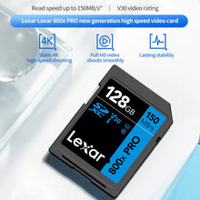 Load image into Gallery viewer, Lexar SD-800X Pro High Speed SD Card SLR Camera Memory Card, 32GB, 64GB, 128GB, 256GB, 512GB