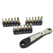 Load image into Gallery viewer, 19 In 1 1/4 Ratchet Wrench Bit Set Mini Bit Set Manual Wrench, Red Handle, Black Handle