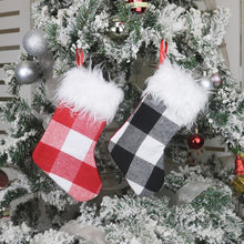 Load image into Gallery viewer, Christmas Tree Ornaments Decoration Supplies Gift Bag Plush Christmas Socks Gift Bag Pendant, Black and White, Red and White