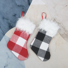 Load image into Gallery viewer, Christmas Tree Ornaments Decoration Supplies Gift Bag Plush Christmas Socks Gift Bag Pendant, Black and White, Red and White