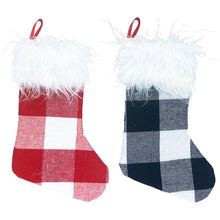 Load image into Gallery viewer, Christmas Tree Ornaments Decoration Supplies Gift Bag Plush Christmas Socks Gift Bag Pendant, Black and White, Red and White