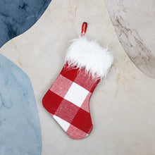 Load image into Gallery viewer, Christmas Tree Ornaments Decoration Supplies Gift Bag Plush Christmas Socks Gift Bag Pendant, Black and White, Red and White