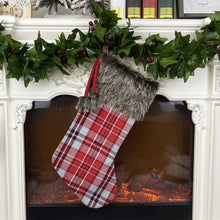 Load image into Gallery viewer, Christmas Tree Pendant Christmas Ornaments Christmas Socks Gingham Gift Bag, Light, Dark