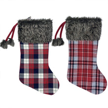 Load image into Gallery viewer, Christmas Tree Pendant Christmas Ornaments Christmas Socks Gingham Gift Bag, Light, Dark