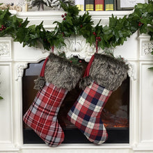 Load image into Gallery viewer, Christmas Tree Pendant Christmas Ornaments Christmas Socks Gingham Gift Bag, Light, Dark
