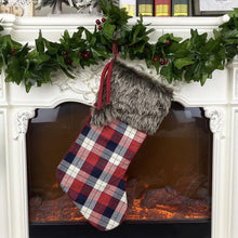 Load image into Gallery viewer, Christmas Tree Pendant Christmas Ornaments Christmas Socks Gingham Gift Bag, Light, Dark