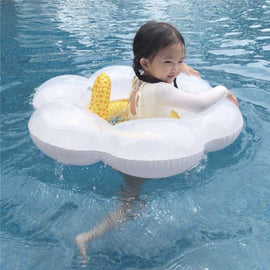 Children Sun Flower Seat Ring Swimming Ring Baby Inflatable Lifebuoy with Pillow
