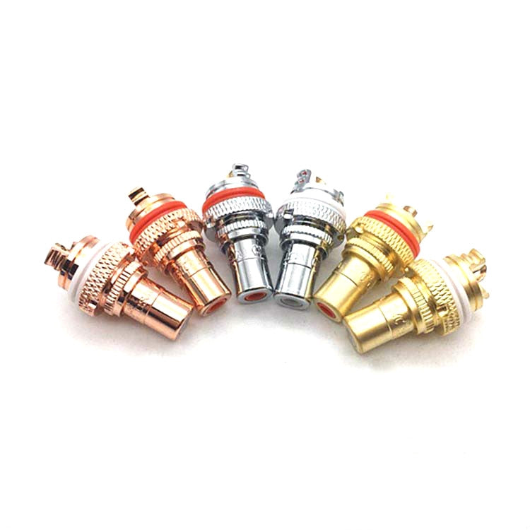 4 PCS CMC Copper RCA Female Audio Power Amplifier AV Audio Lotus Socket Terminal, Sand Gold Plated, Copper Plated, Rhodium Plated