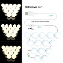Load image into Gallery viewer, Mirror Front Light Dimmable Makeup Mirror USB Touch Control Light, 2 LEDs, 6  LEDs, 10  LEDs, 14  LEDs