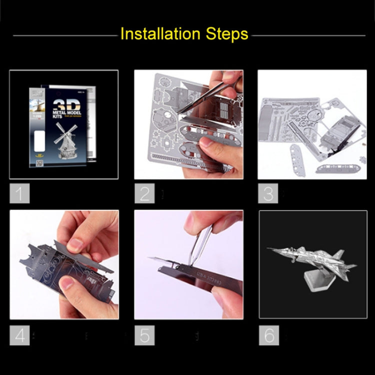 3 PCS 3D Metal Assembly Model DIY Puzzle, Kepler Telescope, Lunar Module, Space Shuttle, Mars Probe, F22 Fighter
