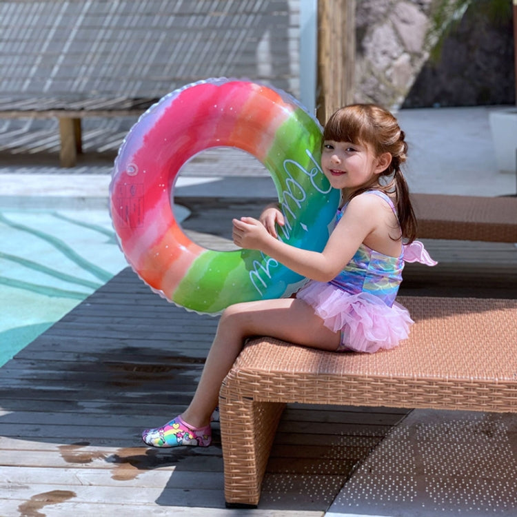 Gradient Color Rainbow Flowers Children Thickened PVC Swimming Ring