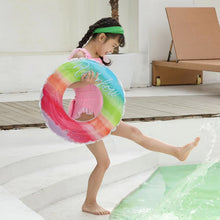 Load image into Gallery viewer, Gradient Color Rainbow Flowers Children Thickened PVC Swimming Ring