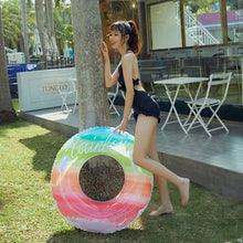 Load image into Gallery viewer, Gradient Color Rainbow Flowers Children Thickened PVC Swimming Ring
