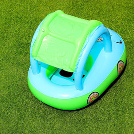 Sunshade and Sunscreen Baby Swimming Ring Car Boat Shape Inflatable Swimming Ring with Horn