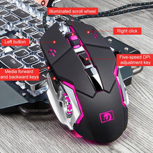 Load image into Gallery viewer, 618 Internet Cafe Game Manipulator Keyboard and Mouse Set, Cable Length: 1.6m, Black, Silver White
