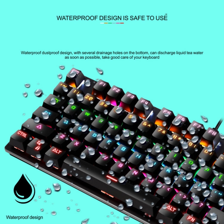 LEAVEN K550 87 Keys Green Shaft Gaming Athletic Office Notebook Punk Mechanical Keyboard, Cable Length: 1.8m, Black, White, Pink, Blue