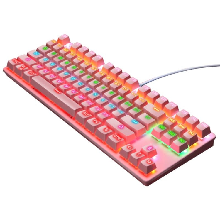 LEAVEN K550 87 Keys Green Shaft Gaming Athletic Office Notebook Punk Mechanical Keyboard, Cable Length: 1.8m, Black, White, Pink, Blue