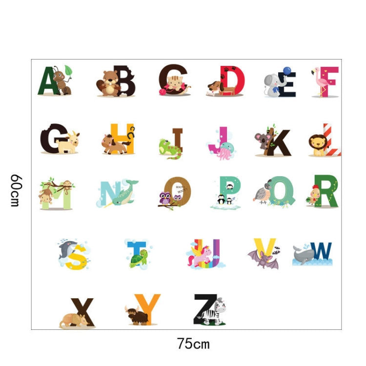 SY301 Cartoon Animal 26 English Letter Children Room Wall Stickers