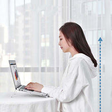 Load image into Gallery viewer, Metal Laptop Stand Computer Cooling Folding Mini Flat Raised Bracket, Gray, Silver