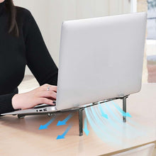 Load image into Gallery viewer, Metal Laptop Stand Computer Cooling Folding Mini Flat Raised Bracket, Gray, Silver