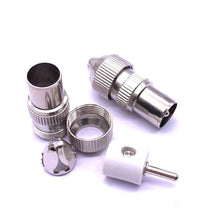 Load image into Gallery viewer, 50 PCS Metal Antenna TV Plug Video Radio Frequency Cable Plug RF Male Head