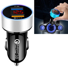 Load image into Gallery viewer, 2 PCS Aluminum Ring 5V3.1A Display Car Charger  QC3.0+3.1A Aluminum Alloy Multi-function Halo Digital Display Car Charger, WMY-C030 (Gold), WMY-C030 (Snow Silver), WMY-C030 (Elegant Black), WMY-C030 (Sapphire Blue), WMY-C030 (Champagne Red)