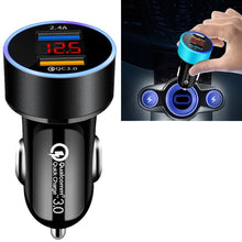 Load image into Gallery viewer, 2 PCS Aluminum Ring 5V3.1A Display Car Charger  QC3.0+3.1A Aluminum Alloy Multi-function Halo Digital Display Car Charger, WMY-C030 (Gold), WMY-C030 (Snow Silver), WMY-C030 (Elegant Black), WMY-C030 (Sapphire Blue), WMY-C030 (Champagne Red)