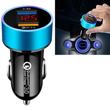 Load image into Gallery viewer, 2 PCS Aluminum Ring 5V3.1A Display Car Charger  QC3.0+3.1A Aluminum Alloy Multi-function Halo Digital Display Car Charger, WMY-C030 (Gold), WMY-C030 (Snow Silver), WMY-C030 (Elegant Black), WMY-C030 (Sapphire Blue), WMY-C030 (Champagne Red)