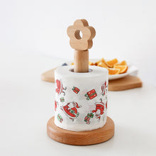 Load image into Gallery viewer, Kitchen Vertical Solid Wood Roll Paper Holder Small Flower Lazy Rag Rack, Vertical Rag Rack