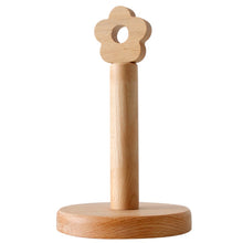 Load image into Gallery viewer, Kitchen Vertical Solid Wood Roll Paper Holder Small Flower Lazy Rag Rack, Vertical Rag Rack